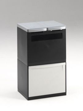Poubelle tri sélectif désign 1 bac 30L + 2 seaux 18L NOIR/GRISE