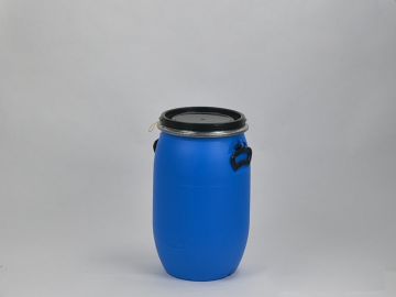 Fût plastique bleu avec couvercle, 30L certifié UN