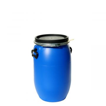 Fût plastique bleu avec couvercle, 30L certifié UN