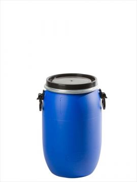 Fût plastique 60 litres occasion BLEU très bon état