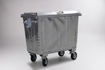 Conteneur poubelle métallique 660 litres couvercle renforcé