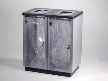 Poubelle de tri sélectif vigipirate pour 2 flux, 2x60 litres