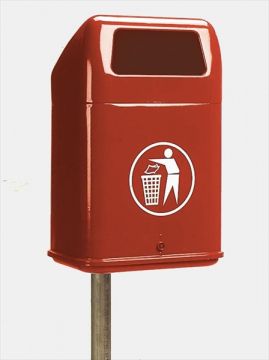 Poubelle urbaine métal ROUGE 60L