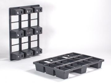 Demi palette plastique 80x60 PO emboitable noir 2000/500/- kg