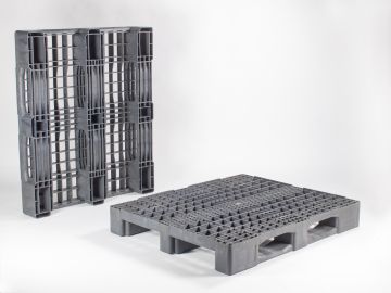 Palette plastique 1200x1000 PO charge lourde noir 5000/2500/1000 kg