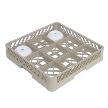 Panier lave vaisselle professionnel 500x500x100 mm pour 9 verres ø150 mm