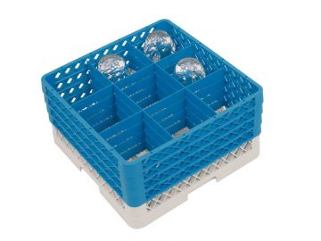 Panier lave vaisselle 500x500x260 mm pour 9 verres à pied ø150 mm