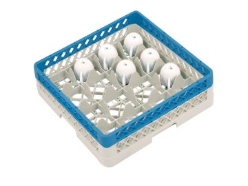 Panier lave vaisselle professionnel 500x500x140 mm pour 16 verres ø112 mm