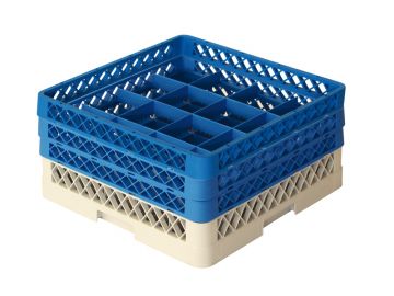 Panier lave vaisselle professionnel 500x500x220 mm pour 16 verres ø112 mm