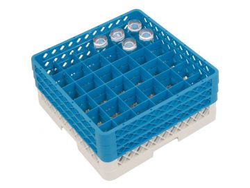 Panier lave vaisselle professionnel 500x500x220 mm pour 36 verres ø74 mm