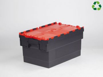 Bac navette avec couvercle 600x400x320 mm 55L Distribox NOIR - ROUGE