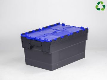 Bac navette avec couvercle 600x400x320 mm 55L Distribox NOIR - BLEU