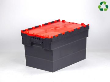 Bac navette avec couvercle 600x400x370 mm 63L Distribox NOIR - ROUGE