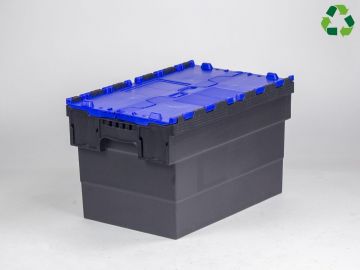 Bac navette avec couvercle 600x400x370 mm 63L Distribox NOIR - BLEU