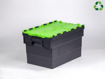 Bac navette avec couvercle 600x400x370 mm 63L Distribox NOIR - VERT