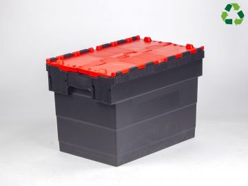 Bac navette avec couvercle 600x400x420 mm 72L Distribox NOIR - ROUGE