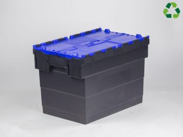 Bac navette avec couvercle 600x400x420 mm 72L Distribox NOIR - BLEU