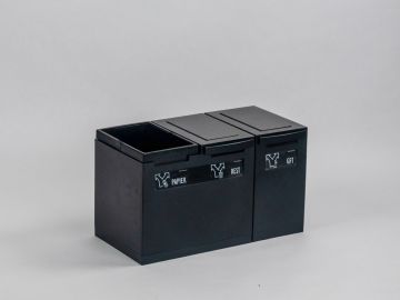 3 Fractions module 45 litres, NOIR 600x300x350 mm