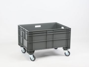 Grand bac sur roulettes industriel 140L 800x600x525 mm GRIS foncé
