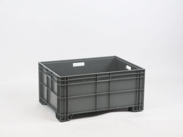 Grande caisse plastique 140L 800x600x390 mm sur 4 pieds GRIS foncé
