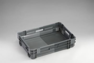 Caisse empilable emboitable ajourée alimentaire 600x400x140 mm fond fermé