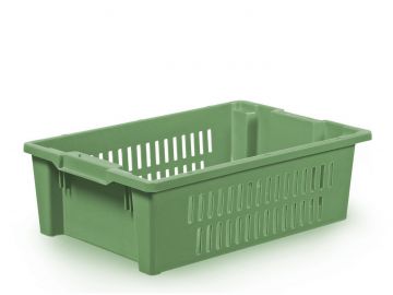 Caisse gerbable emboîtable ajourée Allibert 60x40x18 cm 32 litres VERT