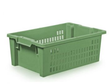 Caisse gerbable emboîtable ajourée Allibert 60x40x22 cm 40 litres VERT