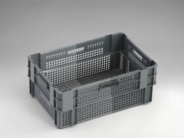 Caisse empilable emboitable ajourée alimentaire 600x400x240 mm