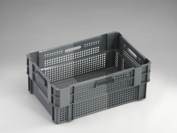 Caisse empilable emboitable ajourée alimentaire 600x400x240 mm fond fermé
