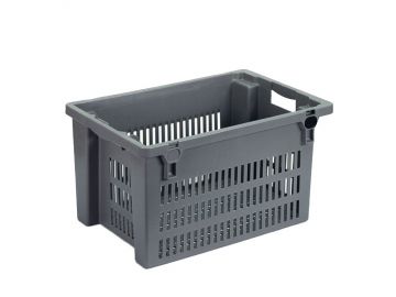 Caisse empilable emboitable ajourée alimentaire 600x400x300 mm 50L GRISE