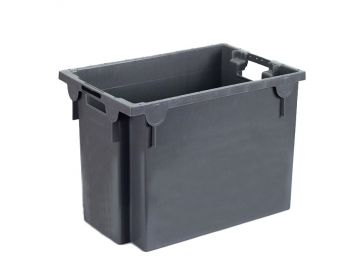 Caisse plastique gerbable emboitable alimentaire 600x400x400 mm 70L GRISE