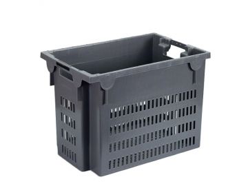 Caisse empilable emboitable ajourée alimentaire 600x400x400 mm 70L GRISE