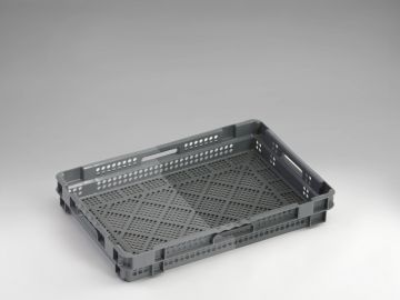 Caisse plate empilable emboitable ajourée alimentaire 600x400x90 mm