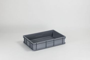 Bac gerbable norme Europe alimentaire 600x400x130 mm 26L GRIS