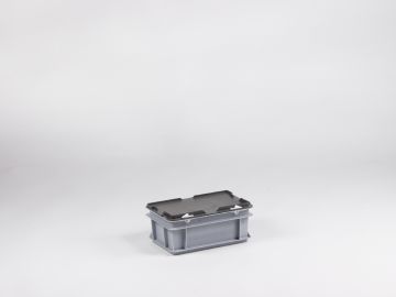 Caisse plastique avec couvercle 300x200x133 mm 5 litres GRIS