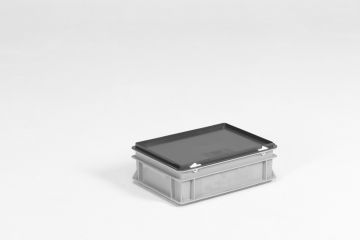 Caisse plastique avec couvercle 400x300x135 mm 10 litres GRIS