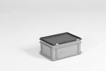 Caisse plastique avec couvercle 400x300x185 mm 15 litres GRIS