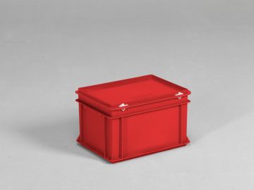 Caisse plastique avec couvercle 400x300x235 mm 20 litres ROUGE