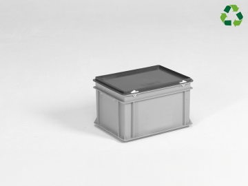 Caisse plastique avec couvercle 400x300x235 mm 20 litres GRIS PP recyclé