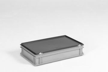 Caisse plastique avec couvercle 600x400x135 mm 20 litres GRIS PP recyclé