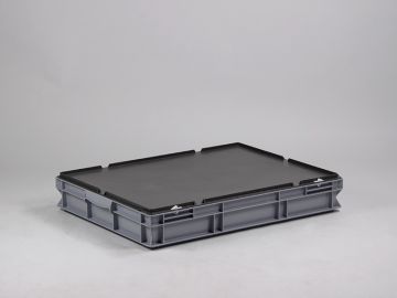 Grande caisse plastique avec couvercle 800x600x120 mm 45L