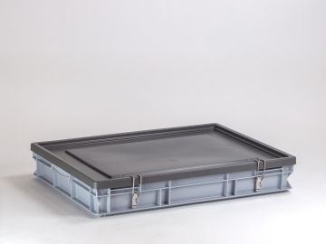 Grande caisse plastique avec couvercle cadenassable 800x600x120 mm 45L