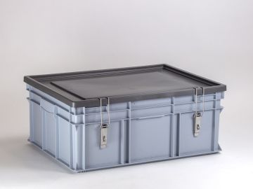 Grande caisse plastique avec couvercle cadenassable 800x600x325 mm 134L