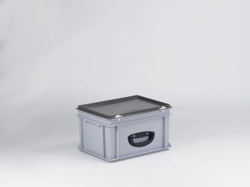 Mallette de transport 400x300x235 mm 20L poignée charge lourde, GRIS