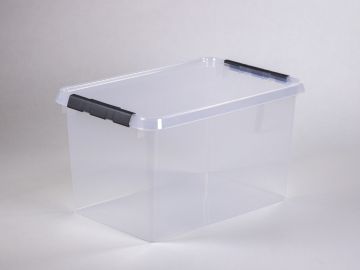 Boîte de rangement transparent avec couvercle 62L 600x400x340 mm
