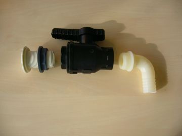 Robinet de vidange universel, 1 pouce avec sorti courbé