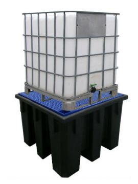 Bac de rétention 1100L pour 1 cuve GRV IBC caillebotis plastique