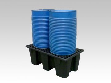 Bac de rétention pour 2 fûts 220L 1265x700x500 mm caillebotis plastique