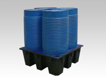 Bac de rétention pour 4 fûts 450L 1280x1280x485 mm caillebotis plastique