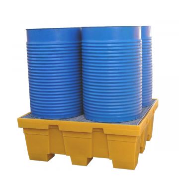 Bac de rétention pour 4 fûts 450 litres 124x124x48 cm caillebotis galvanisé